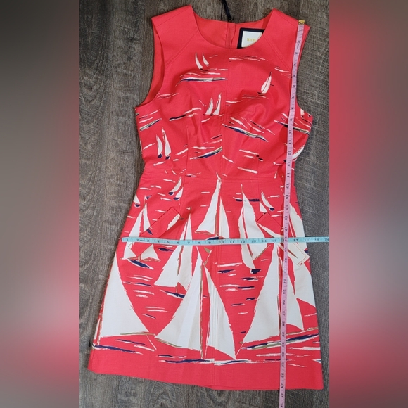 Maeve by Anthropologie Berru Sailboat Poplin Shift Dress Womens 4 Red White Blue - Picture 9 of 12